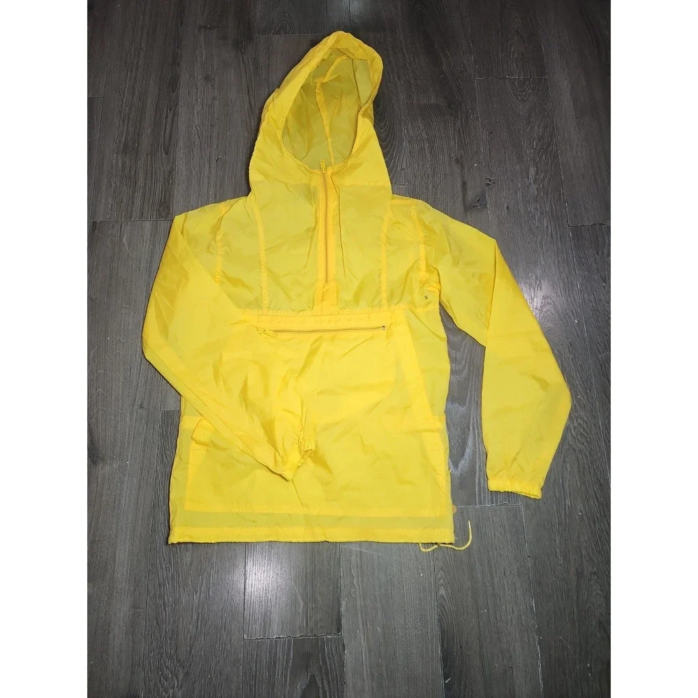 Vintage Land's End Yellow Windbreaker‎ Unisex XS Packable Anorak Jacket Pullover